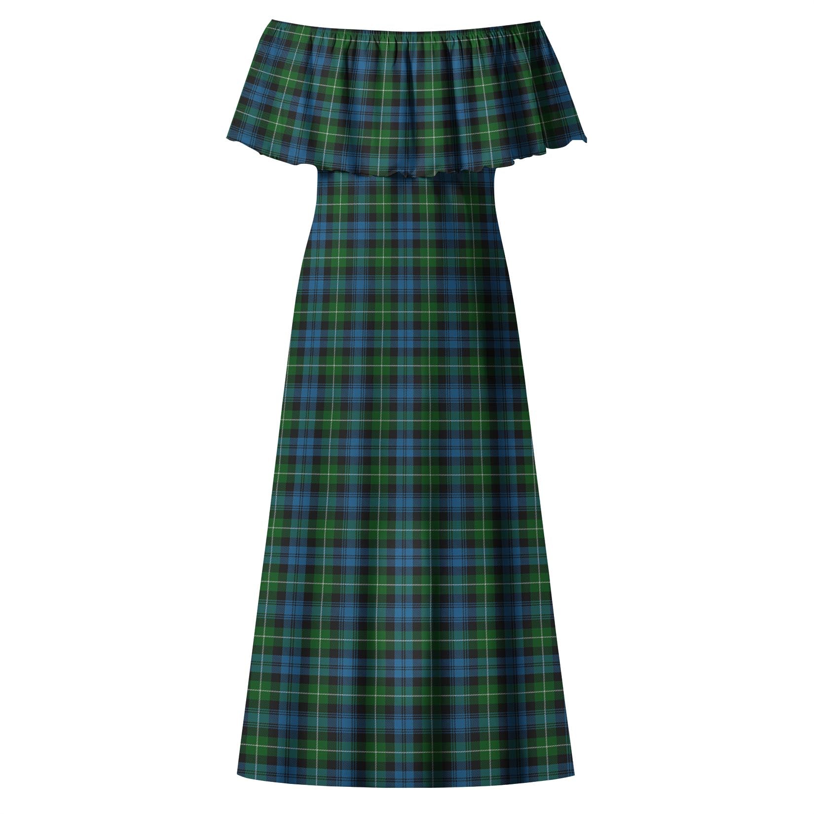 Lamont Tartan Off Shoulder Long Dress - Tartanvibesclothing