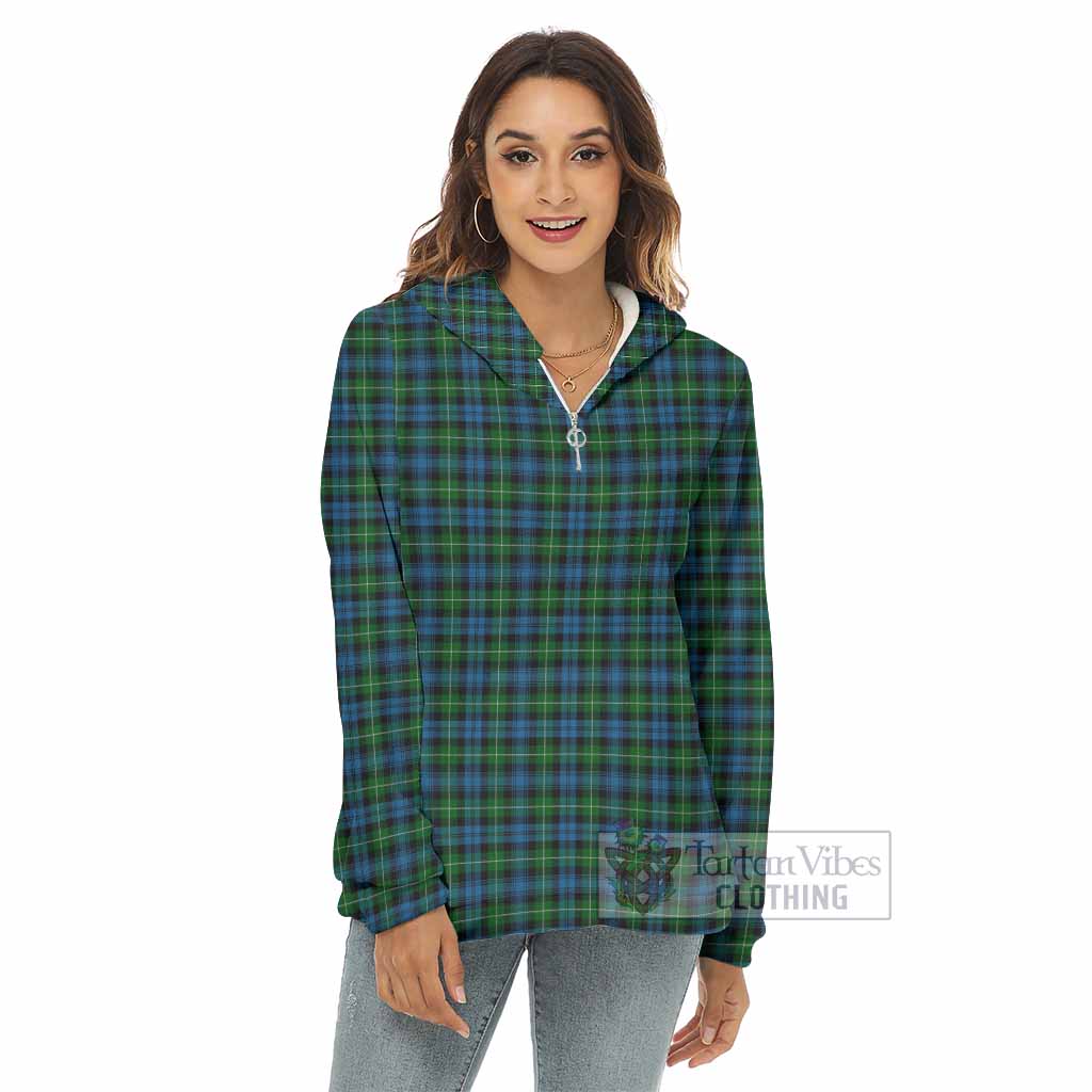 Tartan Vibes Clothing Lamont Tartan Women's Borg  Half Zip Fleece Hoodie