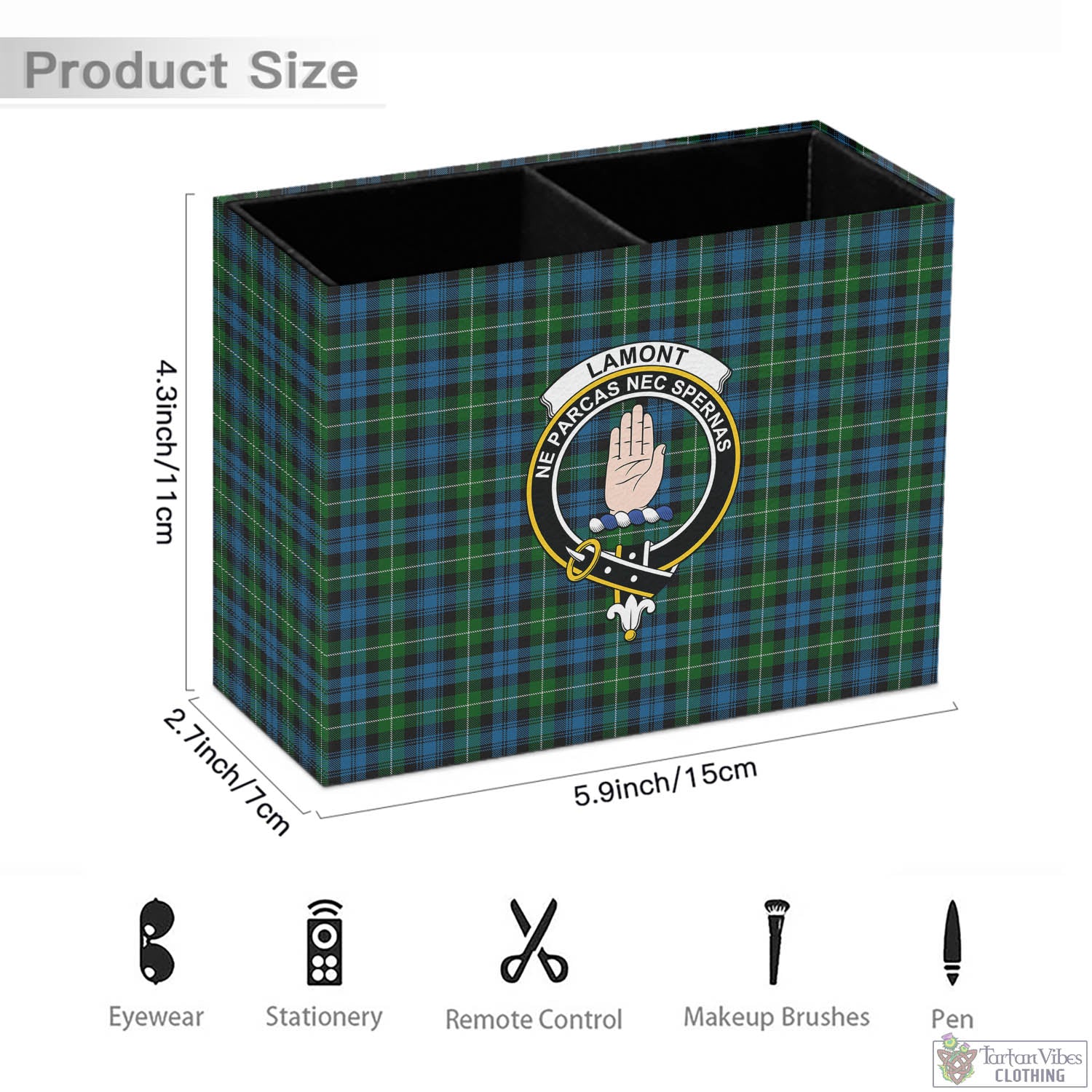 Tartan Vibes Clothing Lamont Tartan Pen Holder with Family Crest