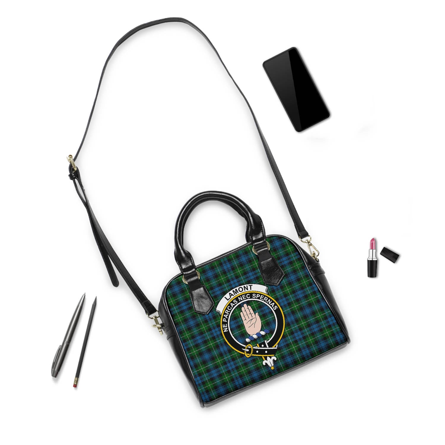 Lamont Tartan Shoulder Handbags with Family Crest - Tartanvibesclothing