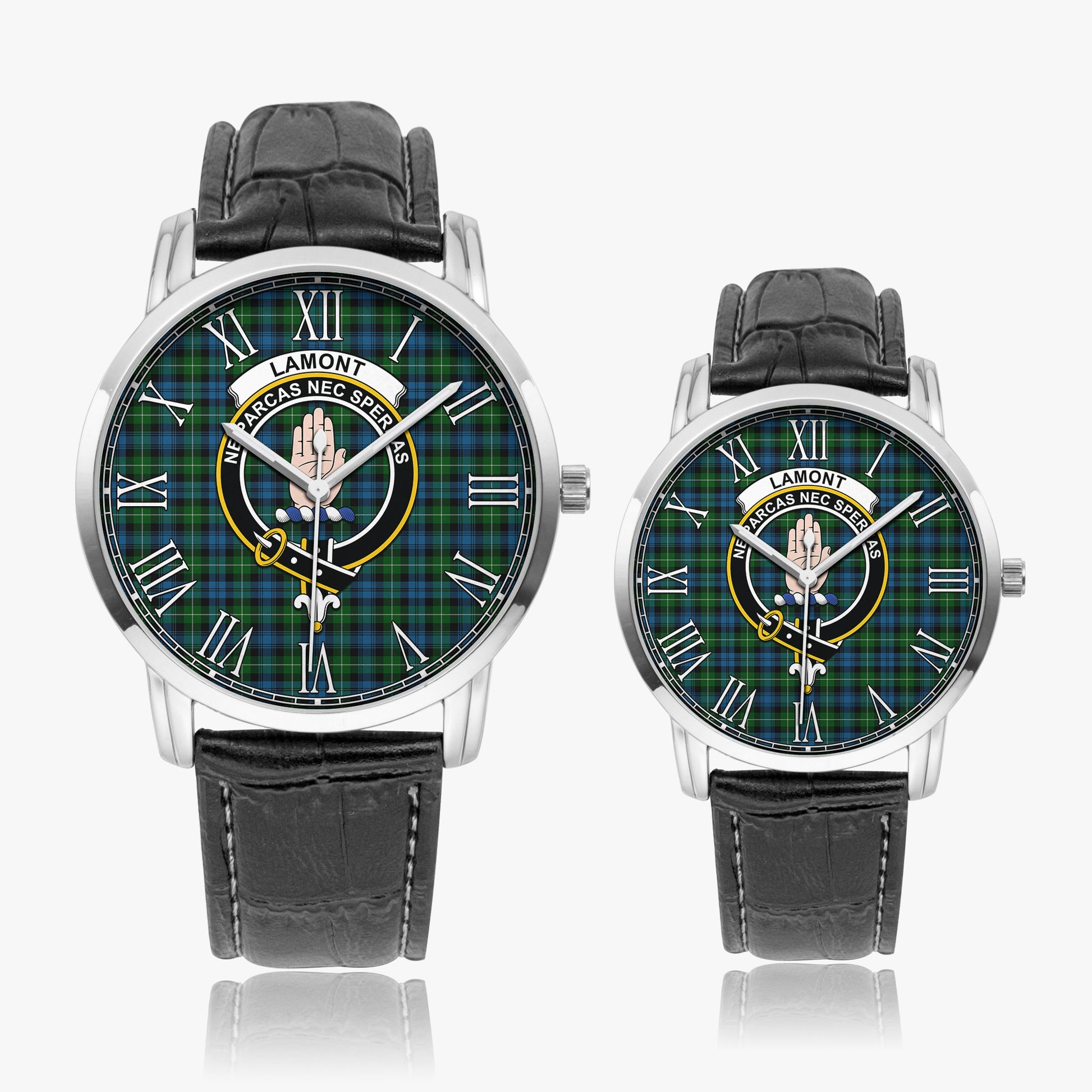 Lamont Tartan Family Crest Leather Strap Quartz Watch - Tartanvibesclothing