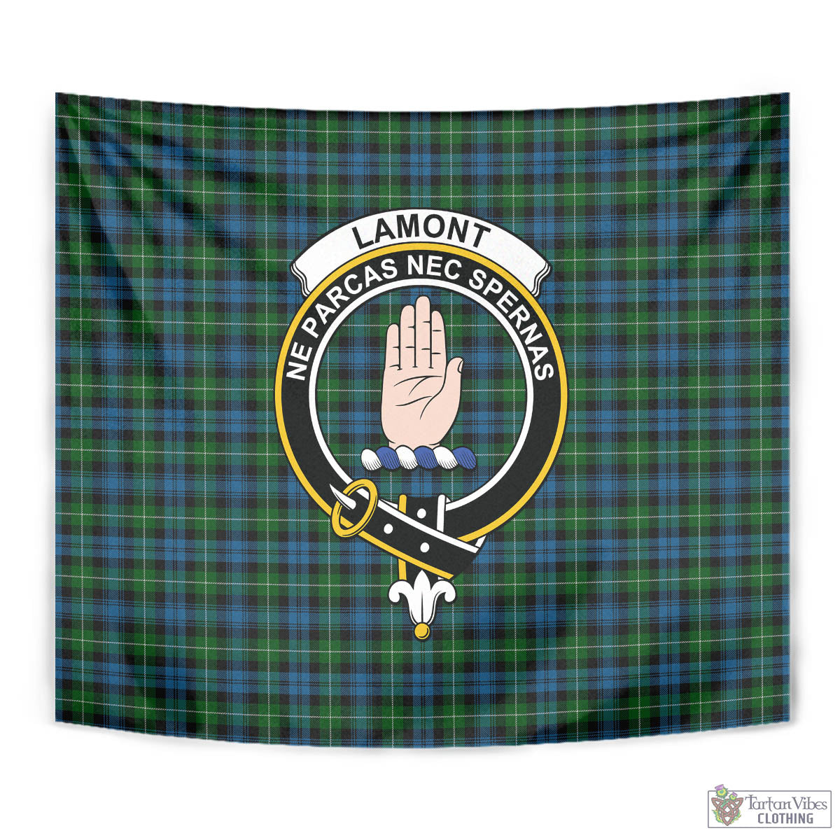 Tartan Vibes Clothing Lamont Tartan Tapestry Wall Hanging and Home Decor for Room with Family Crest