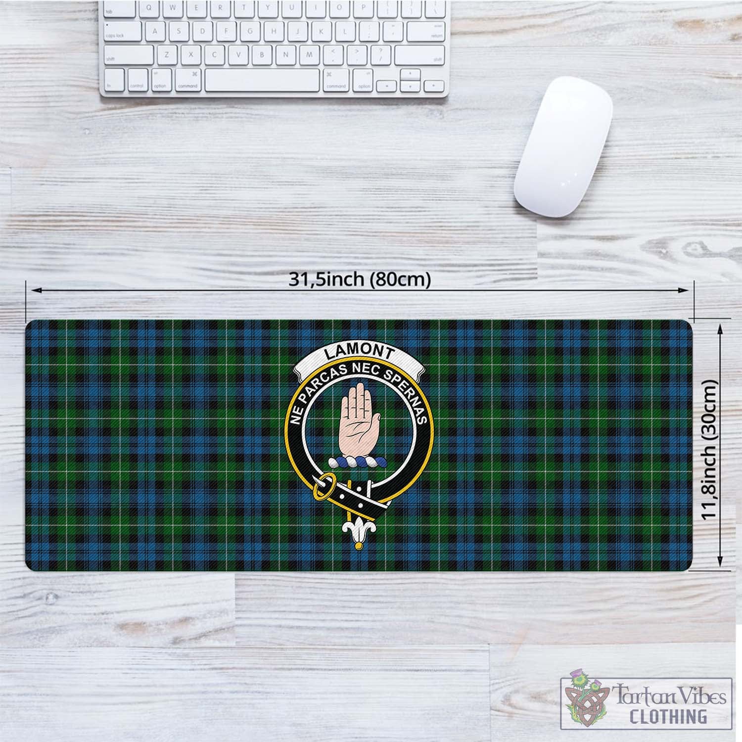 Tartan Vibes Clothing Lamont Tartan Mouse Pad with Family Crest