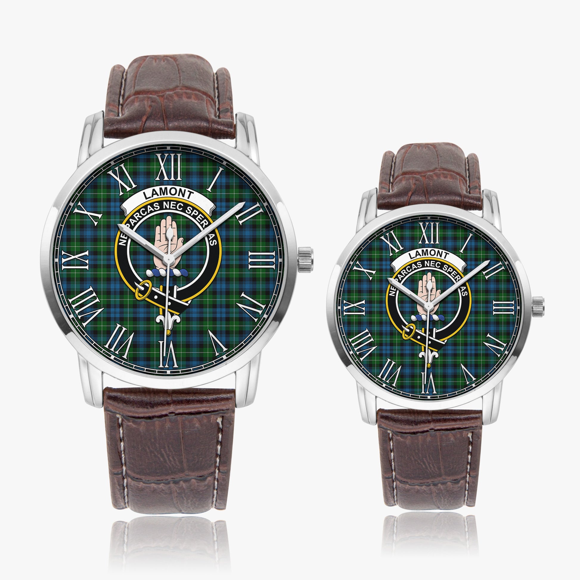 Lamont Tartan Family Crest Leather Strap Quartz Watch - Tartanvibesclothing