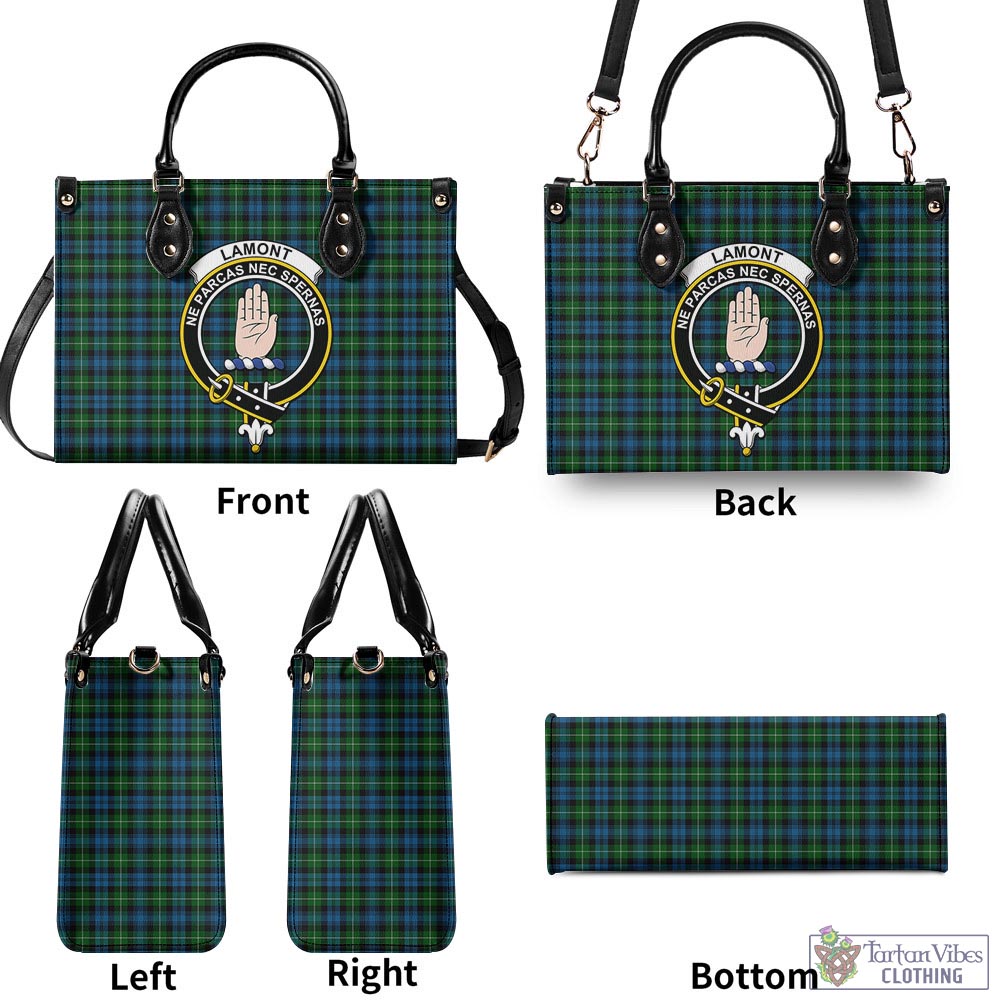 Tartan Vibes Clothing Lamont Tartan Luxury Leather Handbags with Family Crest