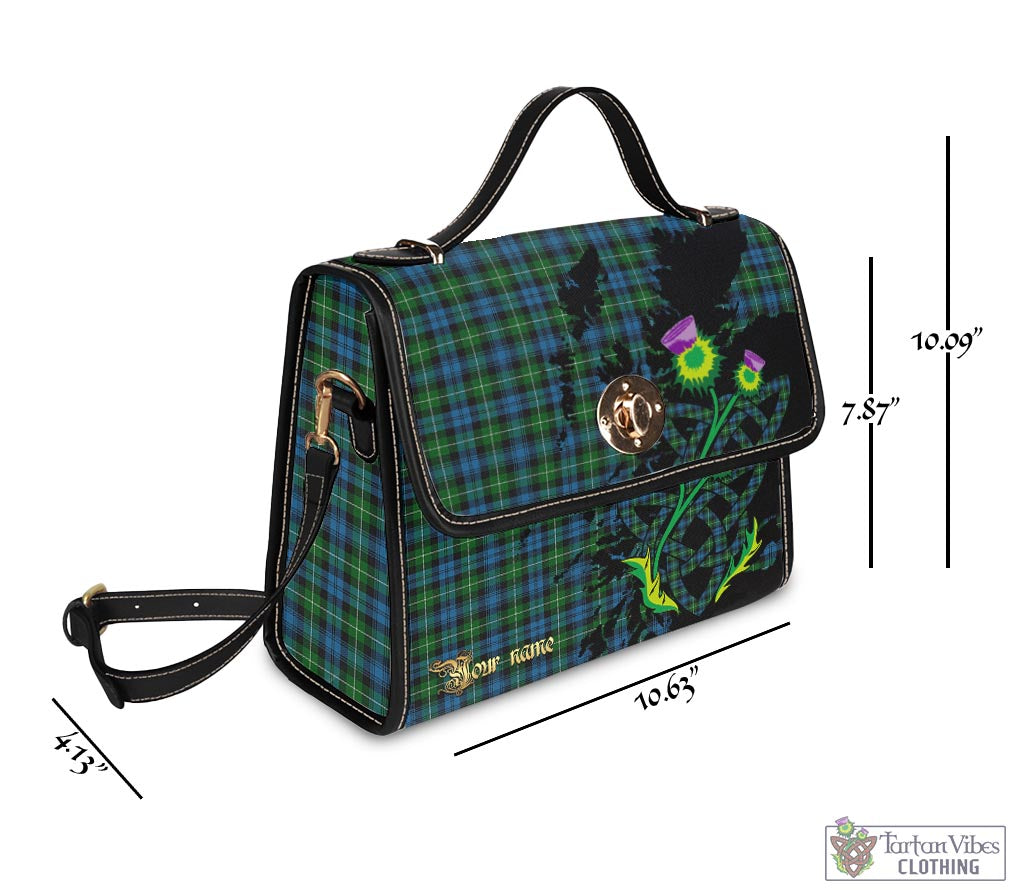 Tartan Vibes Clothing Lamont Tartan Waterproof Canvas Bag with Scotland Map and Thistle Celtic Accents