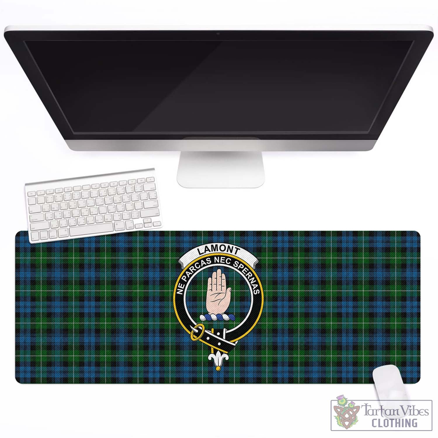 Tartan Vibes Clothing Lamont Tartan Mouse Pad with Family Crest