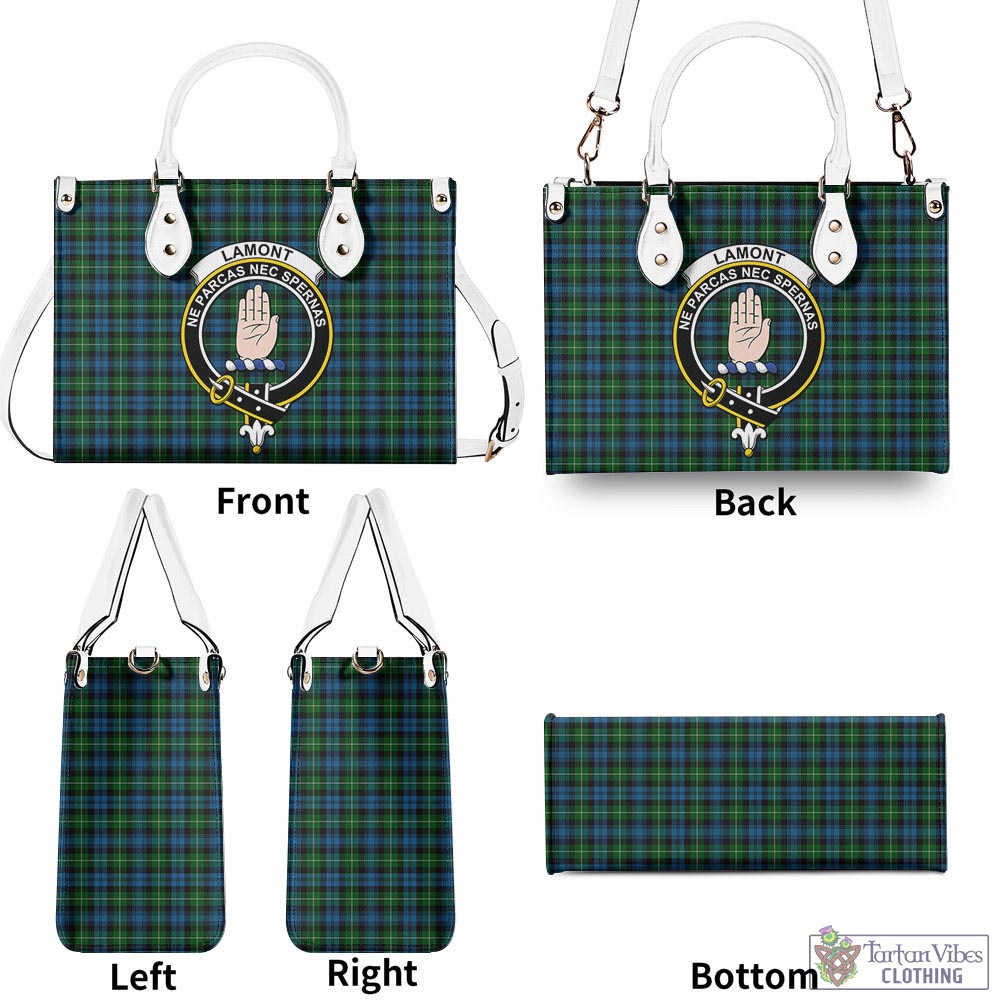 Tartan Vibes Clothing Lamont Tartan Luxury Leather Handbags with Family Crest