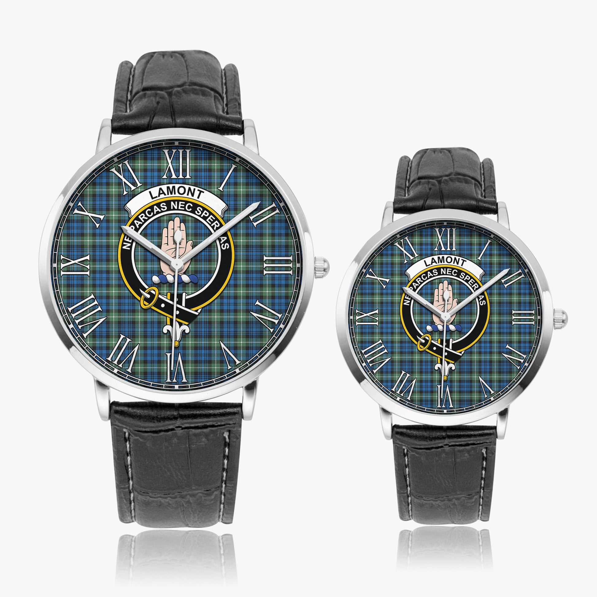 Lamont Ancient Tartan Family Crest Leather Strap Quartz Watch - Tartanvibesclothing