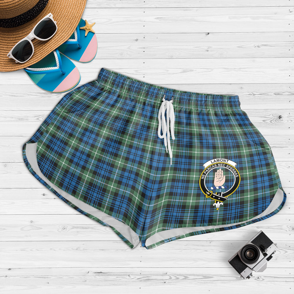 lamont-ancient-tartan-womens-shorts-with-family-crest