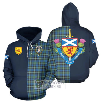 Lamont Ancient Tartan Hoodie Alba with Scottish Lion Royal Arm Half Style