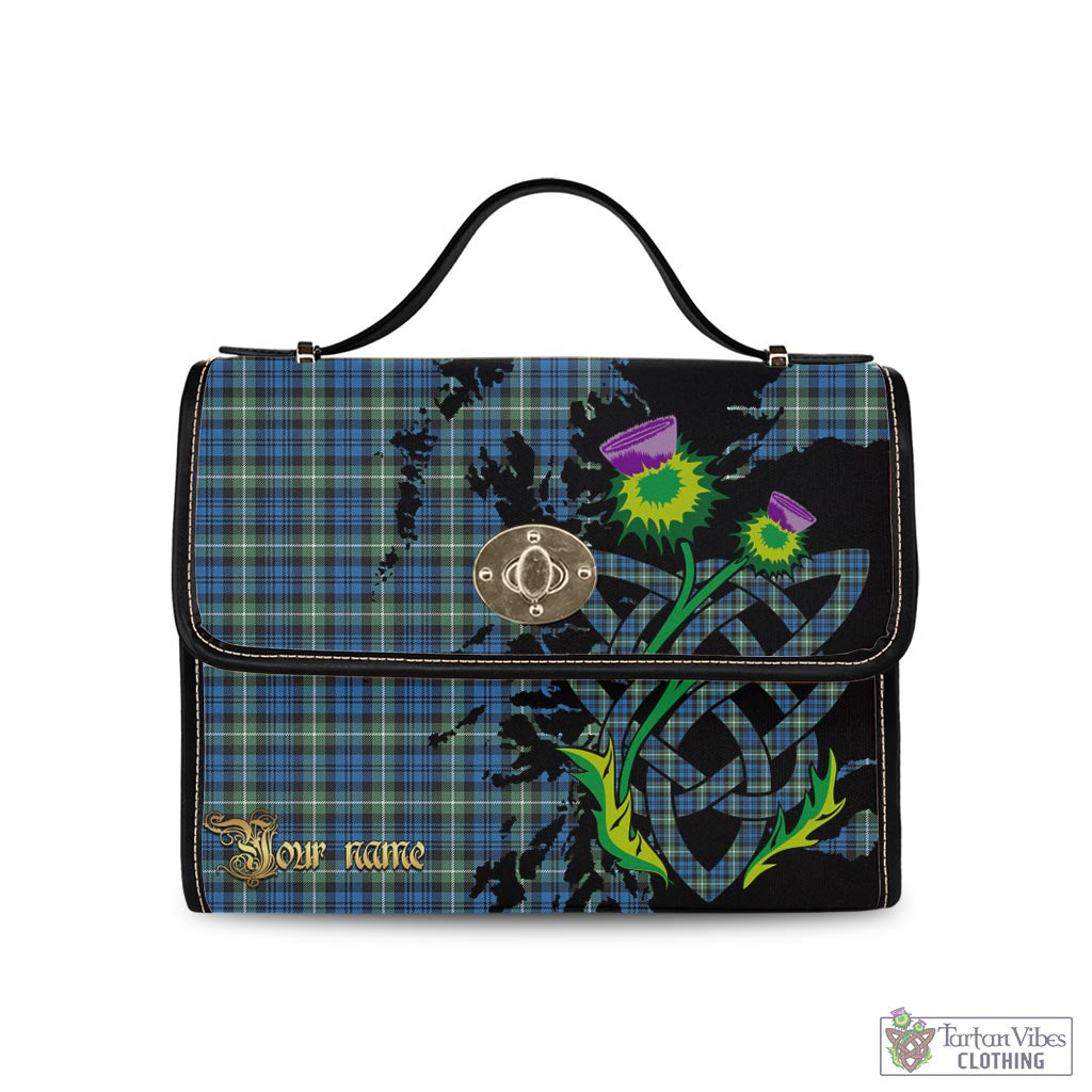 Tartan Vibes Clothing Lamont Ancient Tartan Waterproof Canvas Bag with Scotland Map and Thistle Celtic Accents