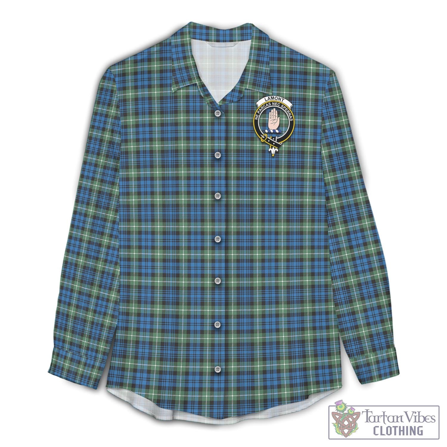 Tartan Vibes Clothing Lamont Ancient Tartan Womens Casual Shirt with Family Crest