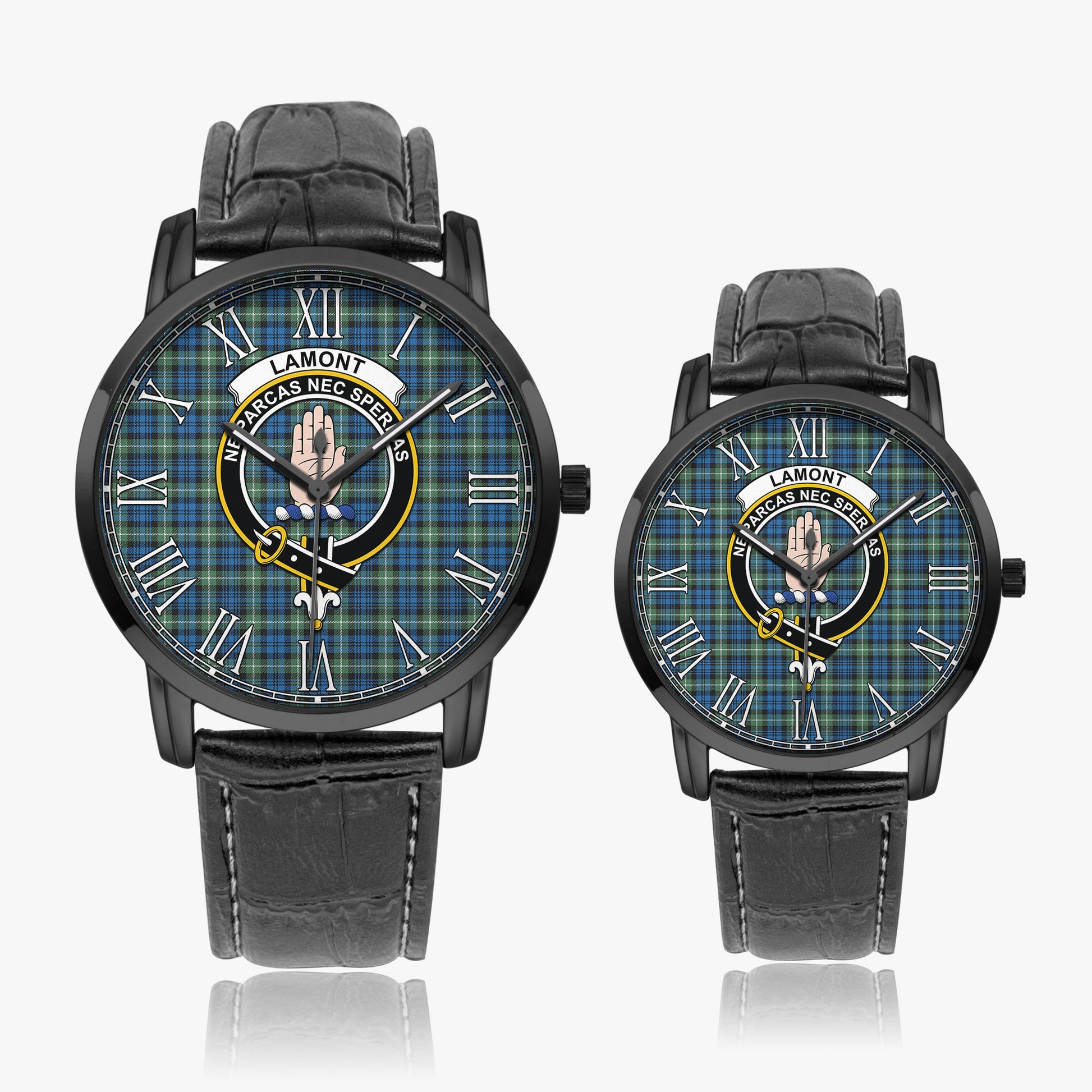 Lamont Ancient Tartan Family Crest Leather Strap Quartz Watch - Tartanvibesclothing