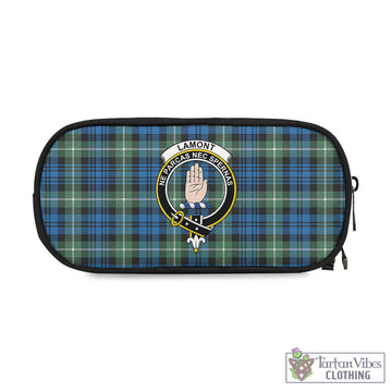 Lamont Ancient Tartan Pen and Pencil Case with Family Crest