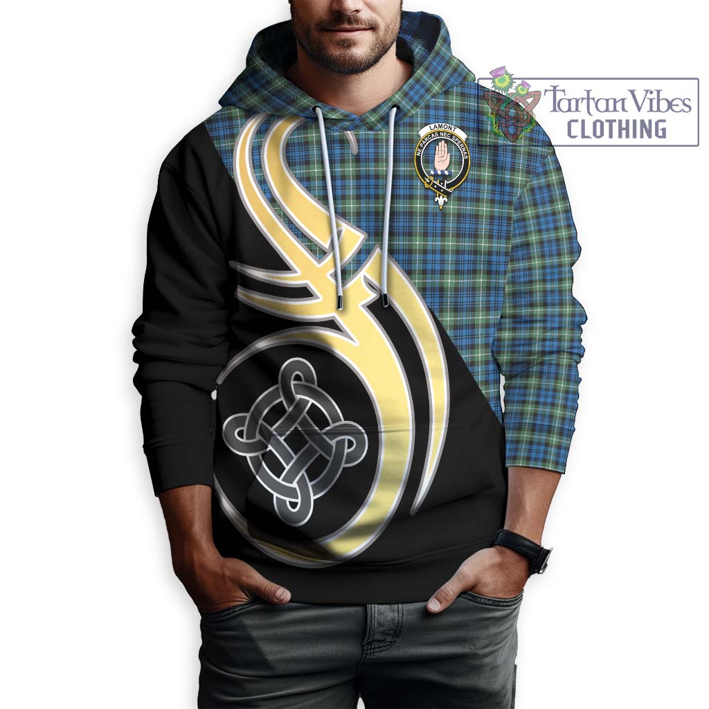 Lamont Ancient Tartan Hoodie with Family Crest and Celtic Symbol Style Zip Hoodie - Tartan Vibes Clothing