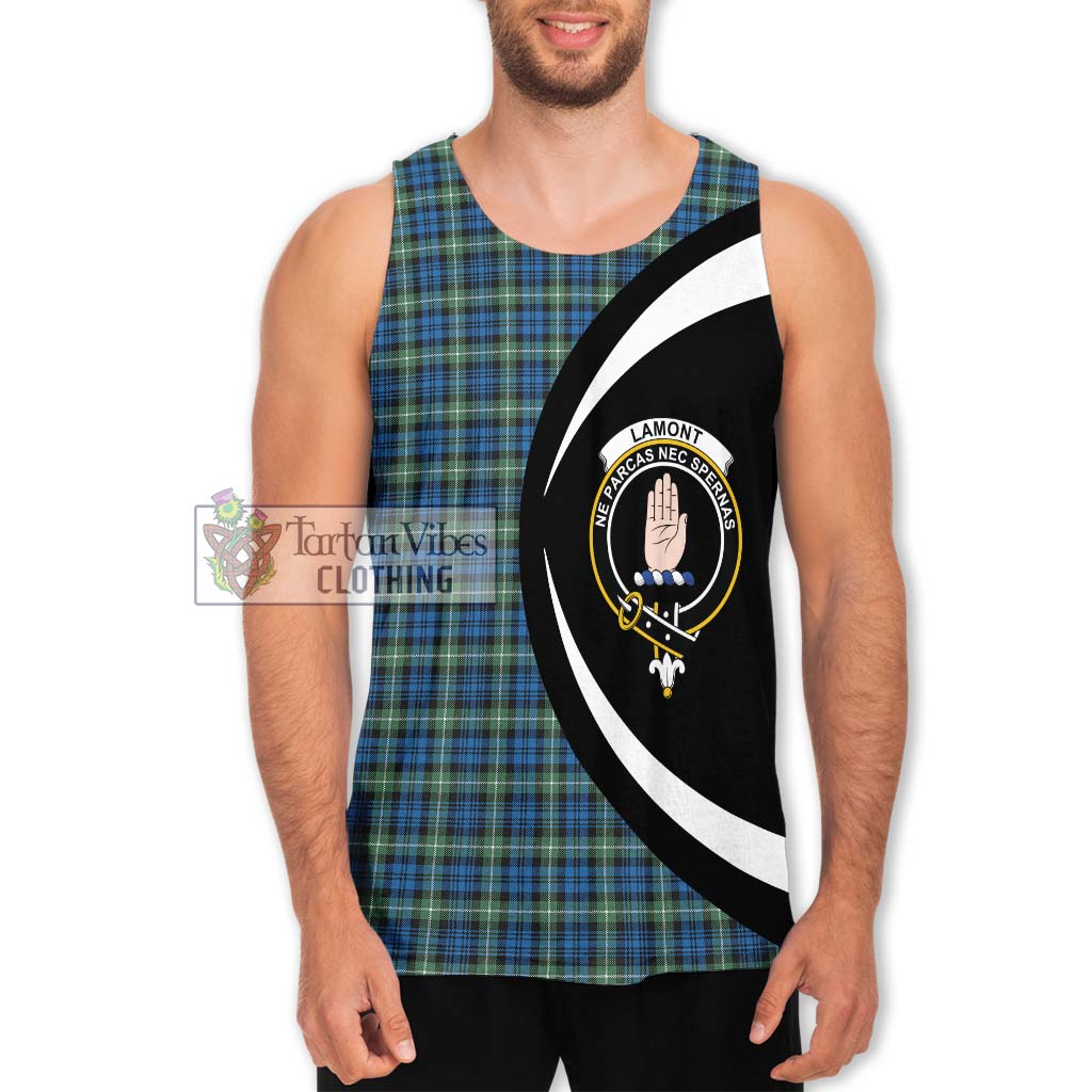 Lamont Ancient Tartan Men's Tank Top with Family Crest Circle Style Men - Tartan Vibes Clothing