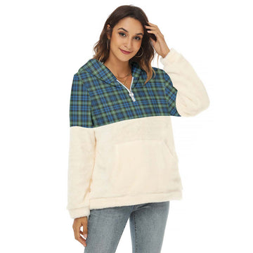 Lamont Ancient Tartan Women's Borg Fleece Hoodie With Half Zip