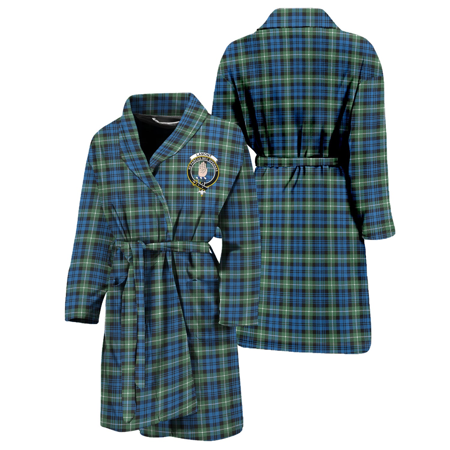 Lamont Ancient Tartan Bathrobe with Family Crest Unisex S - Tartan Vibes Clothing