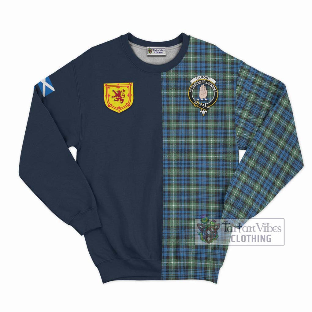 Tartan Vibes Clothing Lamont Ancient Tartan Sweatshirt with Scottish Lion Royal Arm Half Style