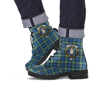 Lamont Ancient Tartan Leather Boots with Family Crest