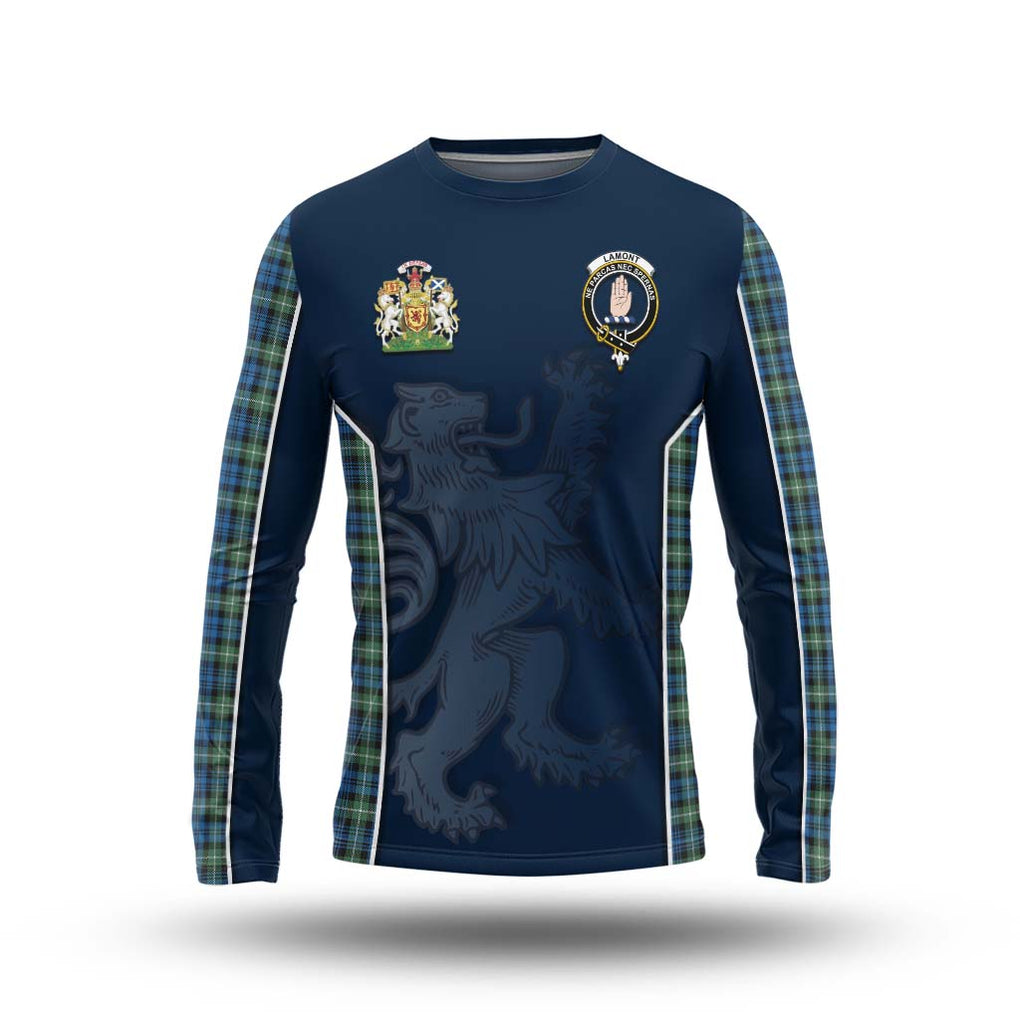 Lamont Ancient Tartan Long Sleeve T-Shirt with Family Crest and Lion Rampant Vibes Sport Style Unisex - Tartan Vibes Clothing