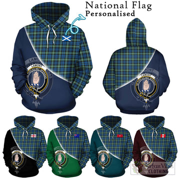 Lamont Ancient Tartan Hoodie with Personalised National Flag and Family Crest Half Style