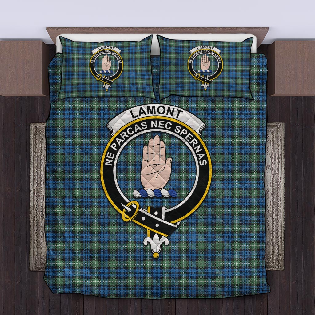 Lamont Ancient Tartan Quilt Bed Set with Family Crest Twin - Tartan Vibes Clothing