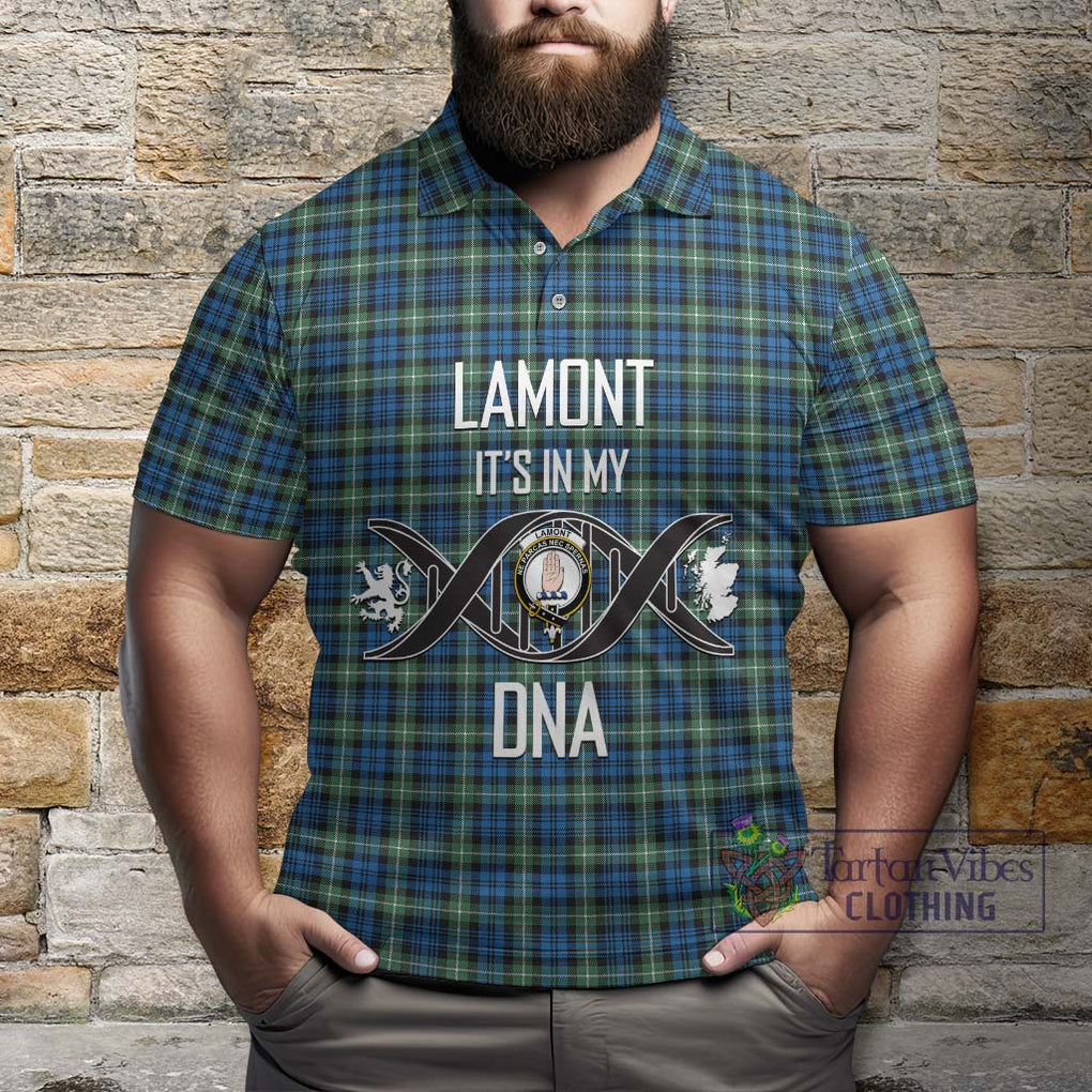 Lamont Ancient Tartan Polo Shirt with Family Crest DNA In Me Style Kid - Tartanvibesclothing Shop