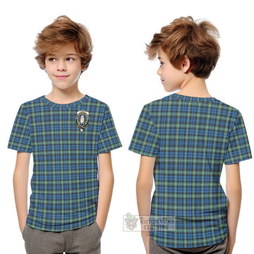 Lamont Ancient Tartan Kid T-Shirt with Family Crest