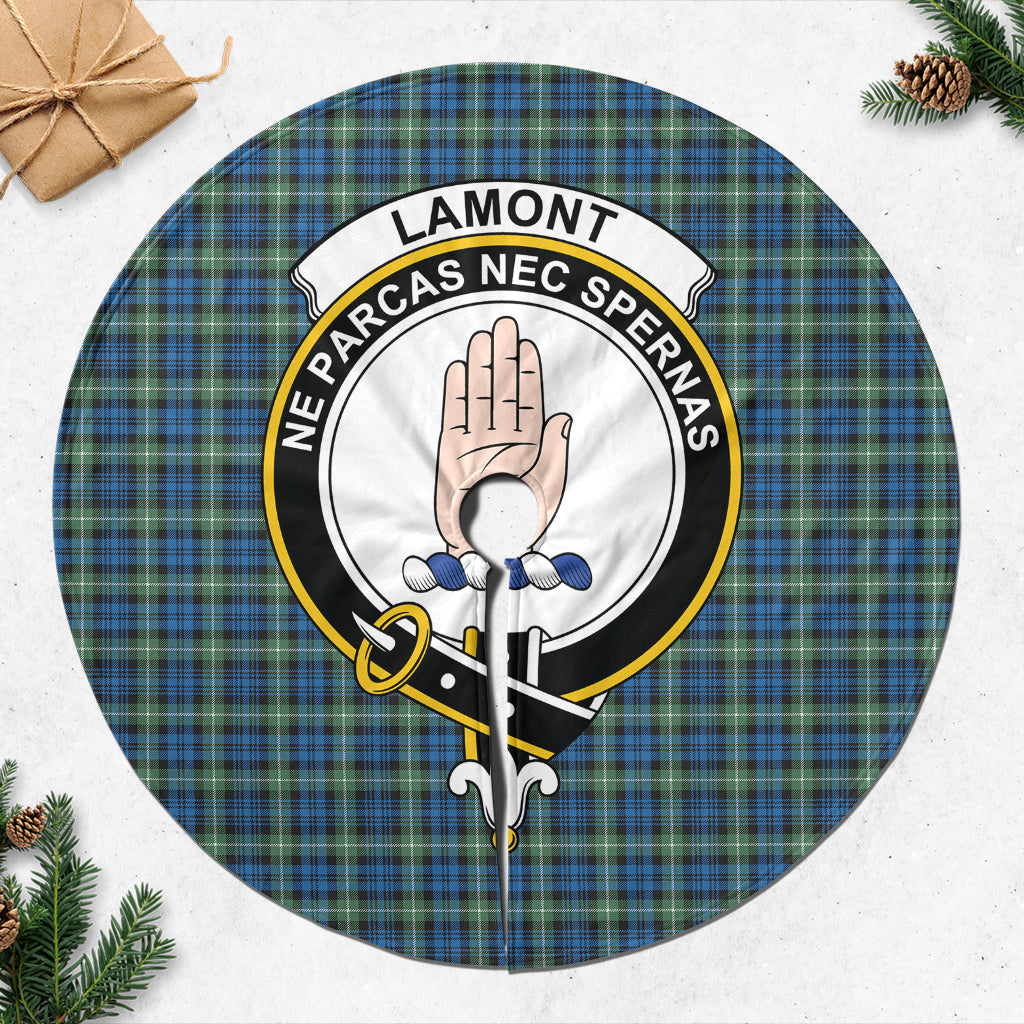 Lamont Ancient Tartan Christmas Tree Skirt with Family Crest - Tartanvibesclothing