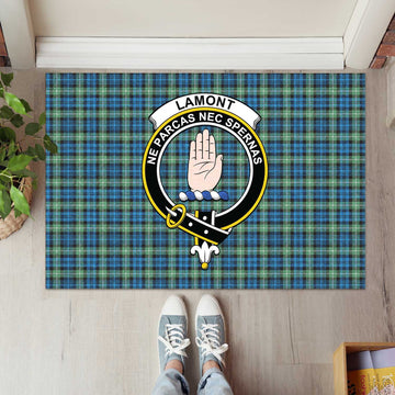 Lamont Ancient Tartan Door Mat with Family Crest