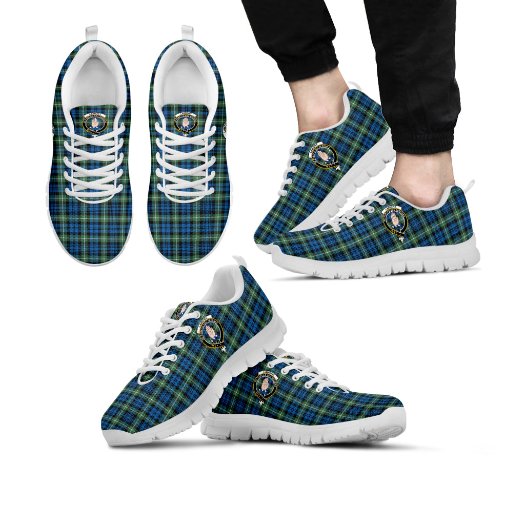 Lamont Ancient Tartan Sneakers with Family Crest Kid's Sneakers - Tartan Vibes Clothing