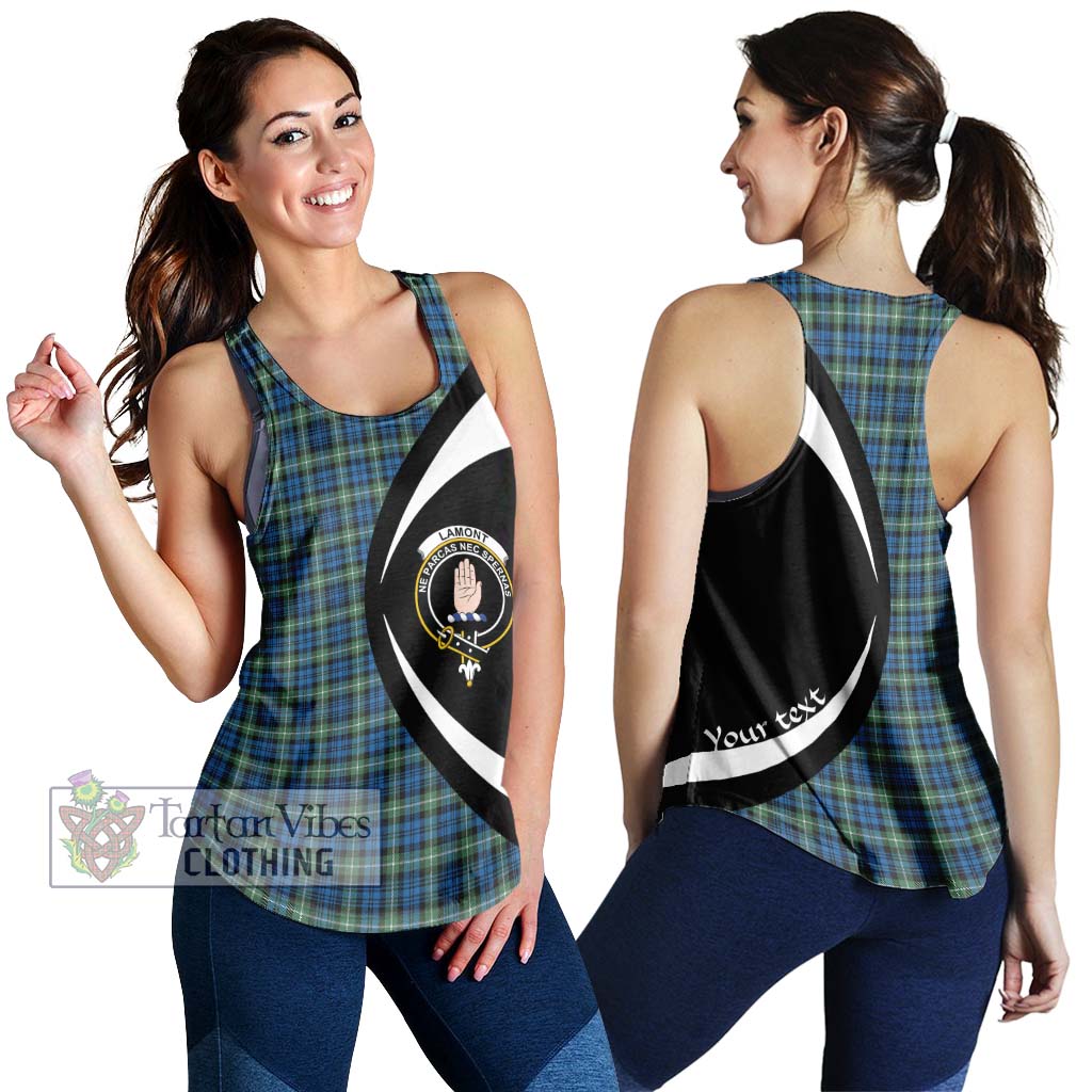 Lamont Ancient Tartan Women's Racerback Tanks with Family Crest Circle Style 4XL - Tartan Vibes Clothing