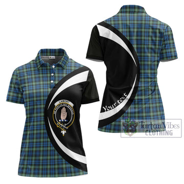 Lamont Ancient Tartan Women's Polo Shirt with Family Crest Circle Style