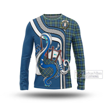 Lamont Ancient Tartan Long Sleeve T-Shirt with Epic Bagpipe Style