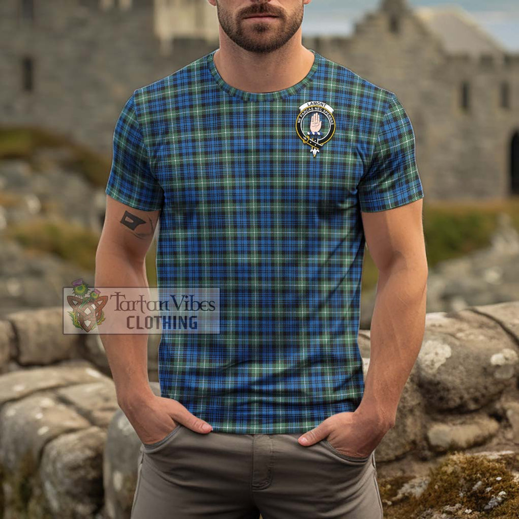 Lamont Ancient Tartan Cotton T-Shirt with Family Crest Men's Shirt - Tartanvibesclothing Shop