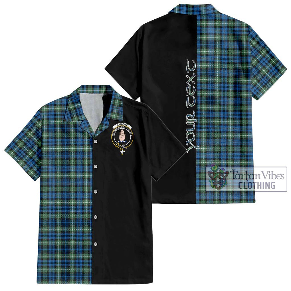 Lamont Ancient Tartan Short Sleeve Button Shirt with Family Crest and Half Of Me Style Kid - Tartanvibesclothing Shop