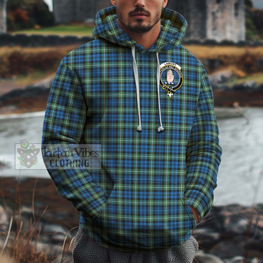 Lamont Ancient Tartan Cotton Hoodie with Family Crest Pullover Hoodie XS - Tartan Vibes Clothing