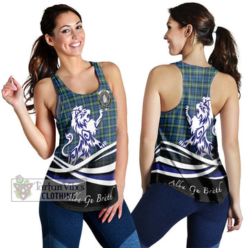 Lamont Ancient Tartan Women's Racerback Tanks with Alba Gu Brath Regal Lion Emblem