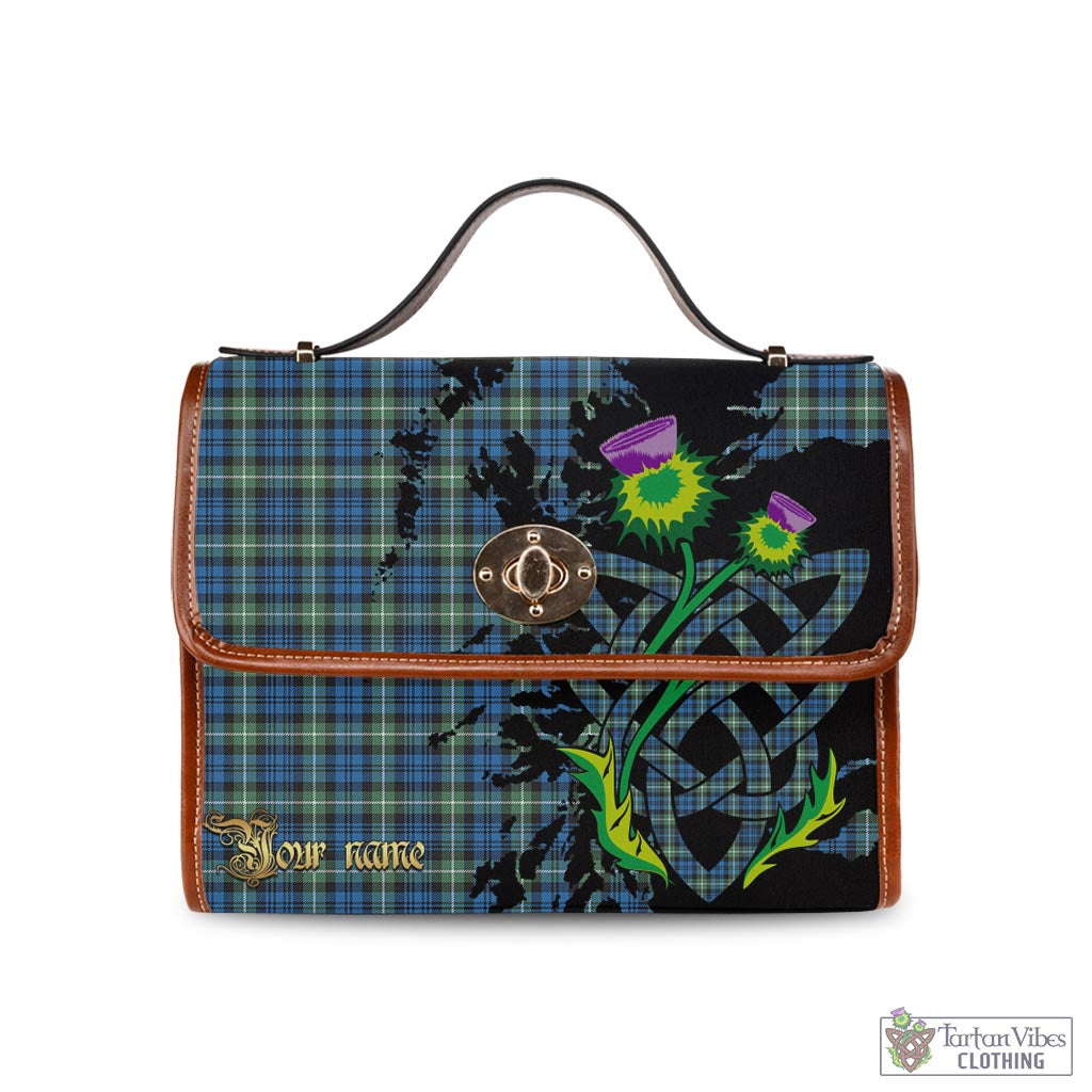 Tartan Vibes Clothing Lamont Ancient Tartan Waterproof Canvas Bag with Scotland Map and Thistle Celtic Accents