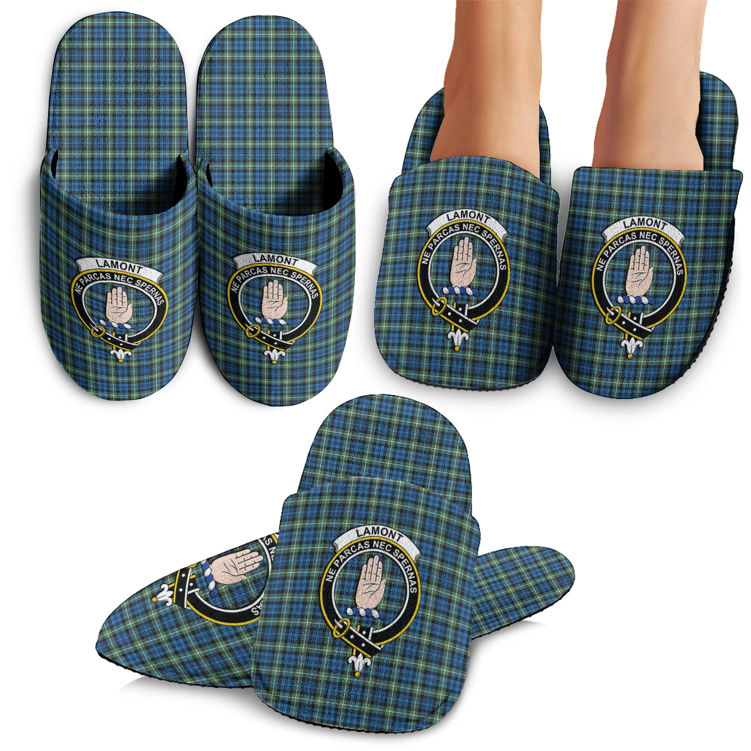 Lamont Ancient Tartan Home Slippers with Family Crest - Tartanvibesclothing