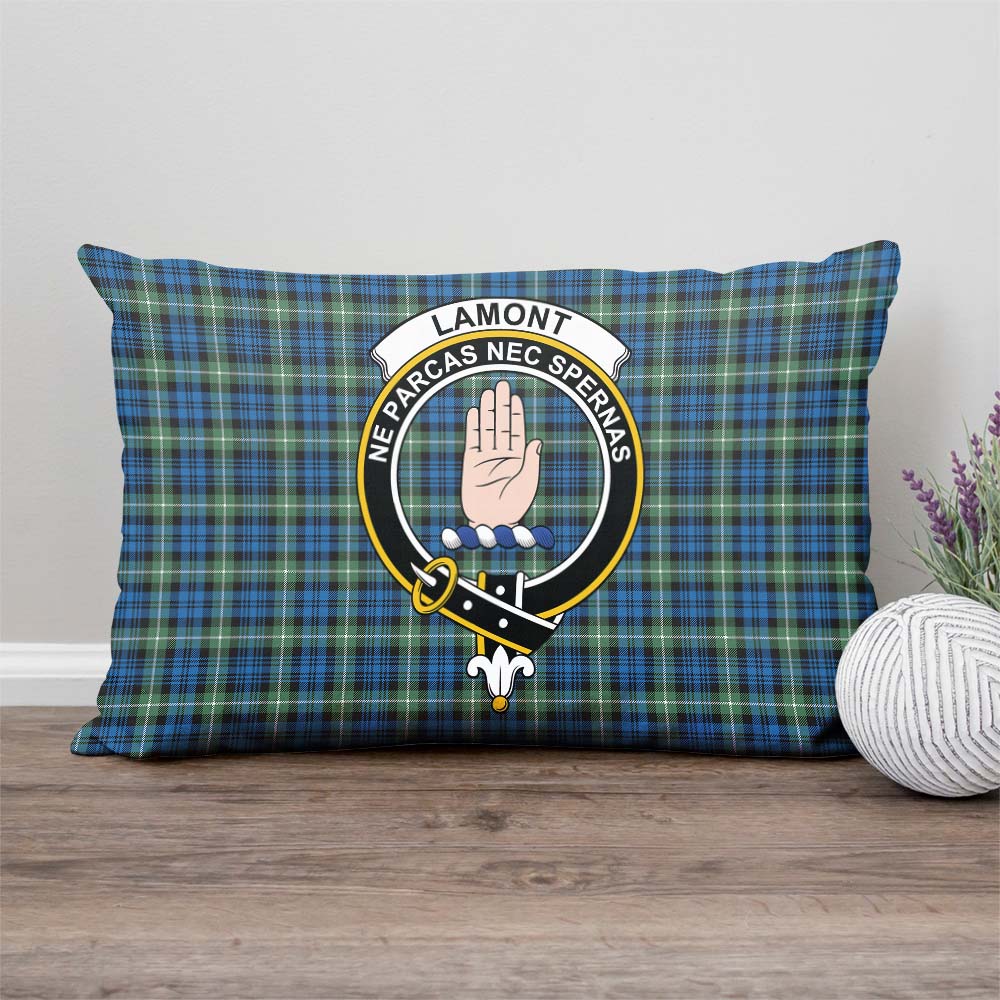 Lamont Ancient Tartan Pillow Cover with Family Crest Rectangle Pillow Cover - Tartanvibesclothing