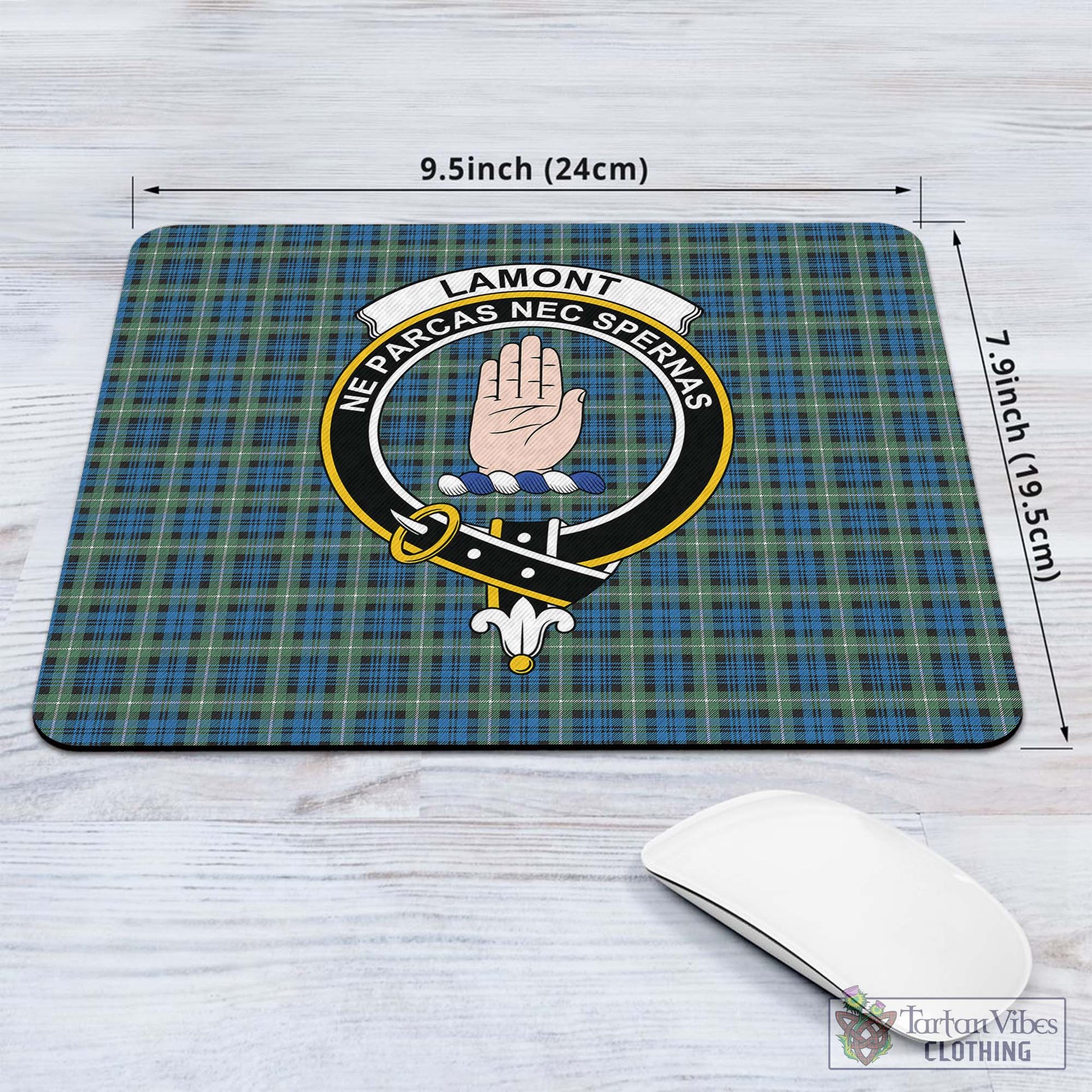 Tartan Vibes Clothing Lamont Ancient Tartan Mouse Pad with Family Crest