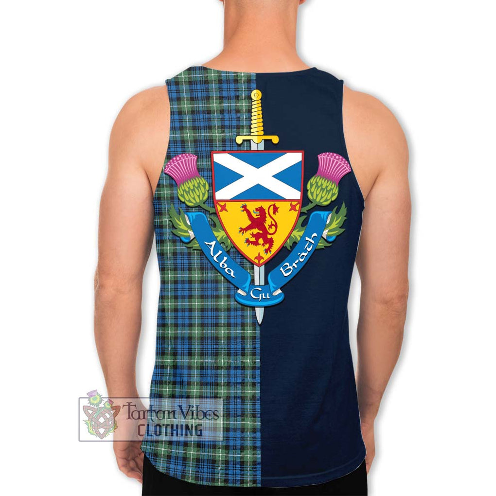 Tartan Vibes Clothing Lamont Ancient Tartan Men's Tank Top with Scottish Lion Royal Arm Half Style