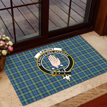 Lamont Ancient Tartan Door Mat with Family Crest