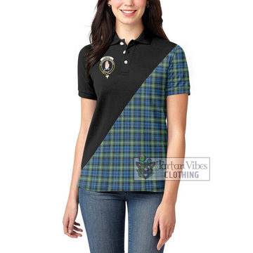 Lamont Ancient Tartan Women's Polo Shirt with Family Crest and Military Logo Style