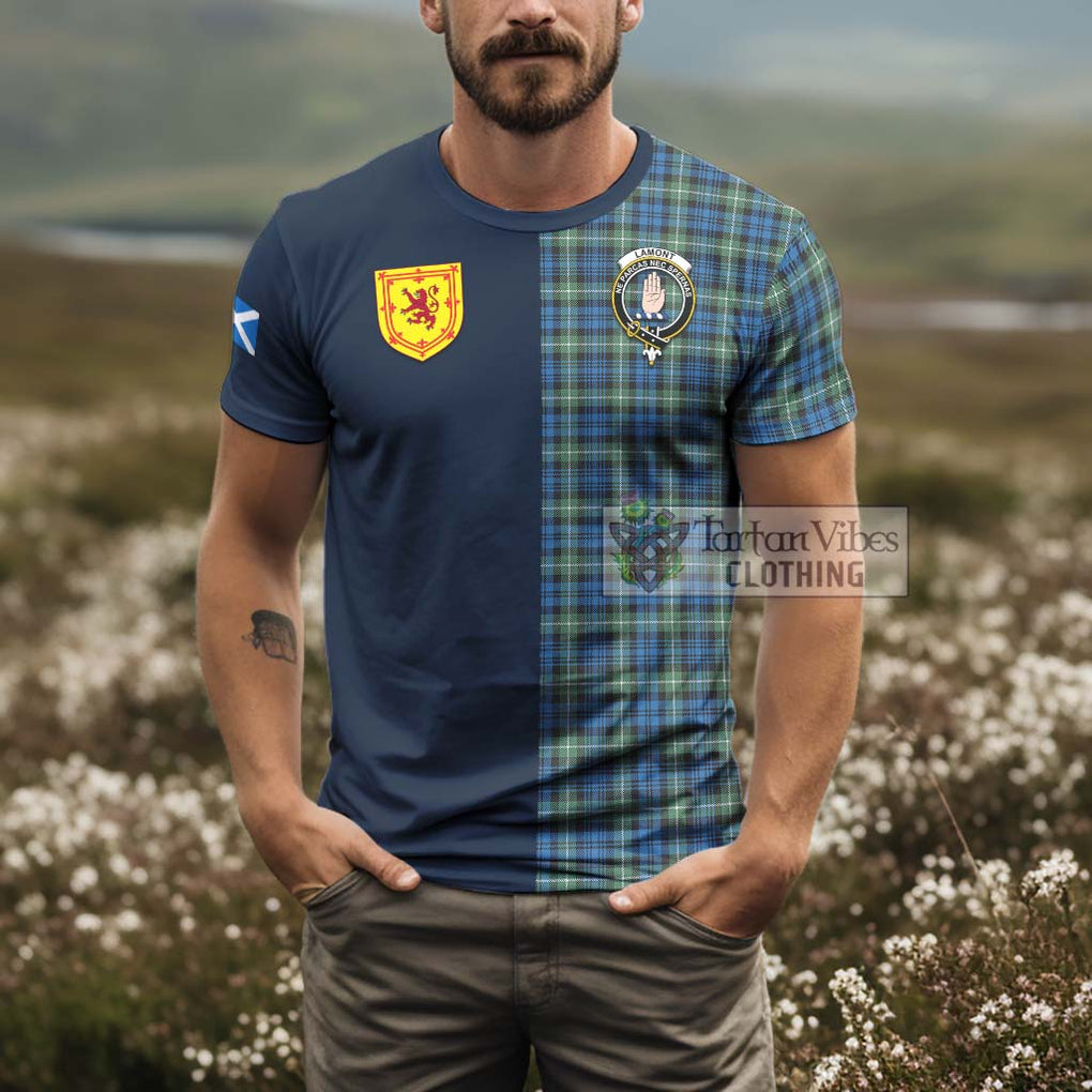 Tartan Vibes Clothing Lamont Ancient Tartan T-Shirt Alba with Scottish Lion Royal Arm Half Style