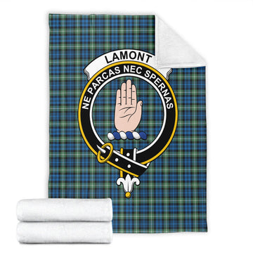 Lamont Ancient Tartan Blanket with Family Crest