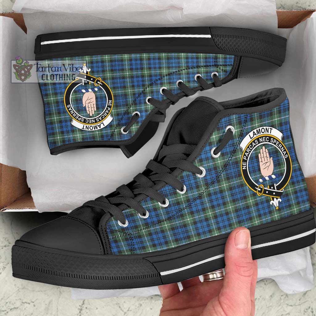 Tartan Vibes Clothing Lamont Ancient Tartan High Top Shoes with Family Crest